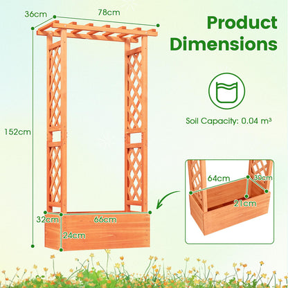 78x36x152cm Garden Planter with Trellis Hanging Roof and Drainage Holes