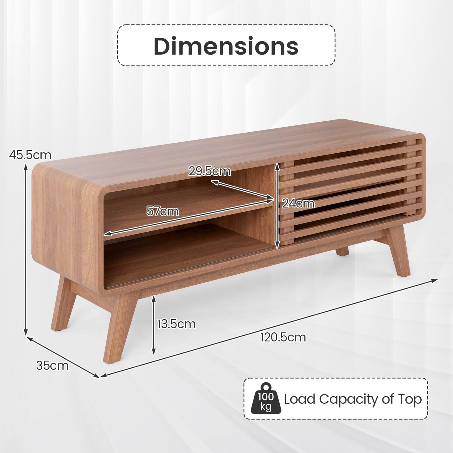 TV Stand for TVs up to 55 Inches Entertainment Center with Sliding Door