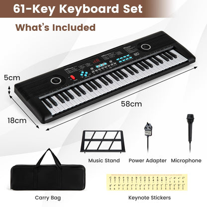 61 Key Keyboard Piano with Microphone for Beginners Kids Adults