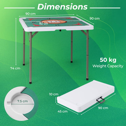 Folding Mahjong Table with Removable Game Mat