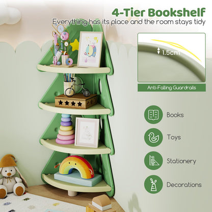 4-Tier Kids Corner Bookshelf for Kids Room and Nursery Playroom