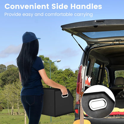 Leather Car Trunk Organizer with Lid Removable Divider and Large Capacity