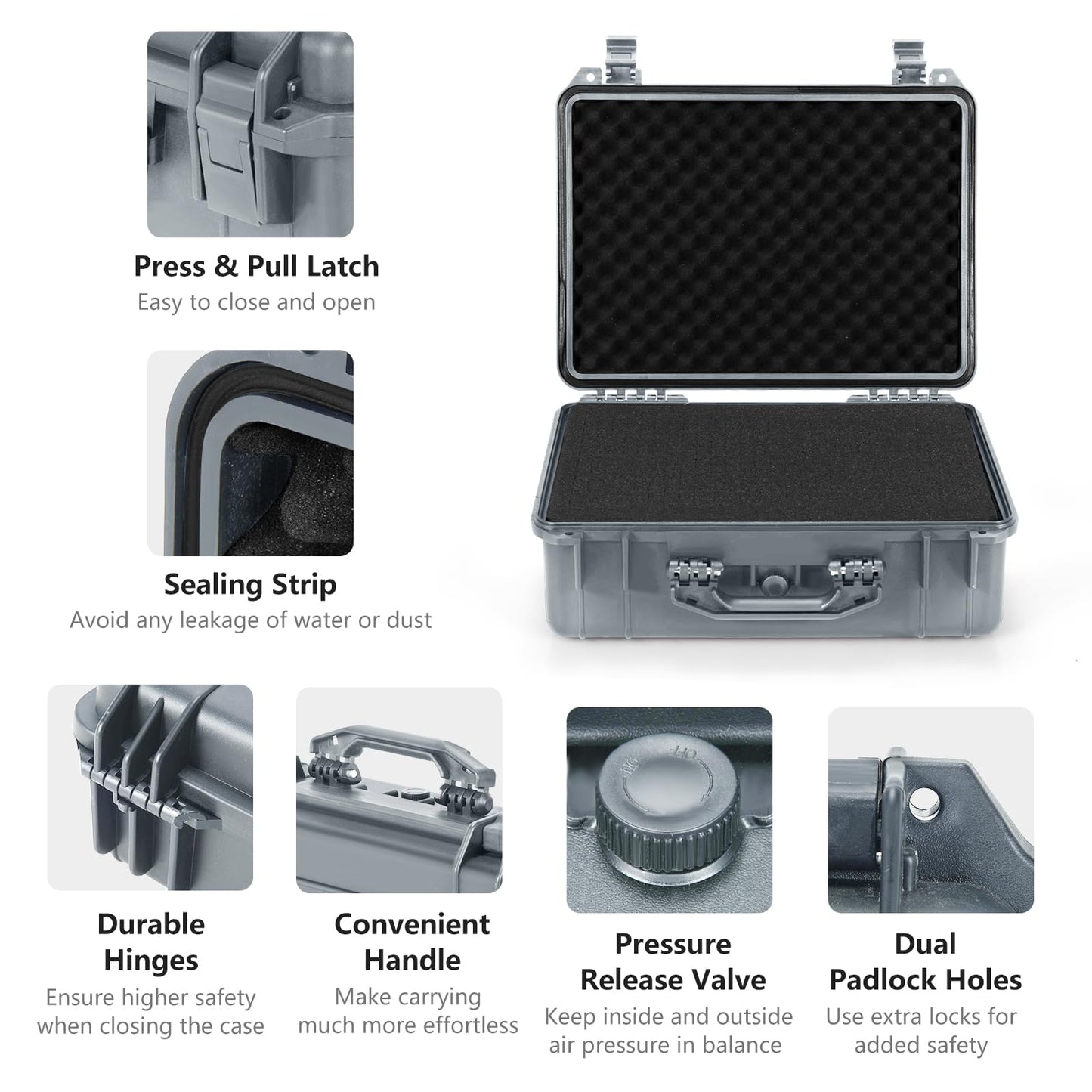 GiantexUK Waterproof Hard Case, Protective Camera Case with Customized Foam