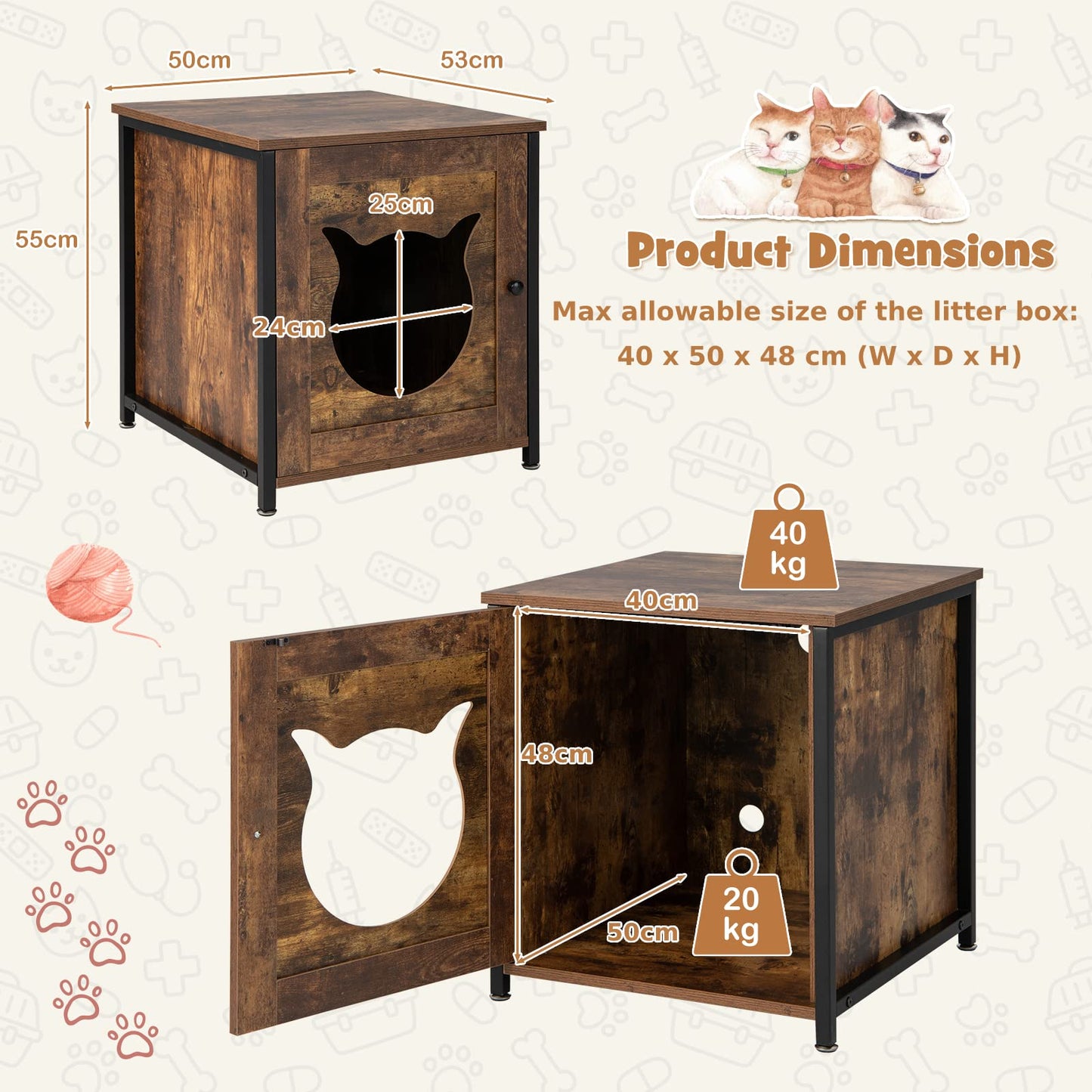 Wooden Kitty Hidden Washroom Toilet with Ventilated Hole
