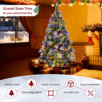 185/215cm Pre-Lit Artificial Christmas Tree with 11 Lighting Modes and 350 LED Lights