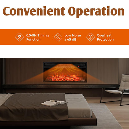 86 cm 5000 BTU Recessed Electric Fireplace Insert with Remote Control