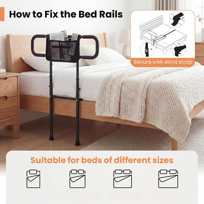 Bed Rails for Elderly Adults, Foldable Safety Bed Assist Rail Bedside Handrail Bar