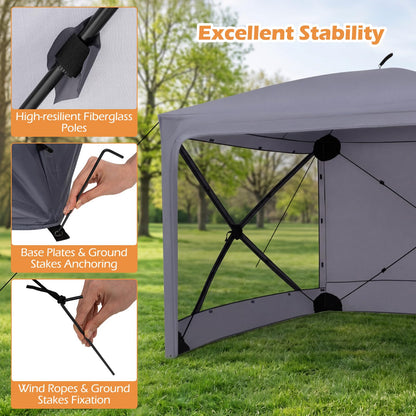 Pop Up Screened Gazebo, 4/6-Sided Instant Camping Shelter Tent with Bug-Proof Mesh Sidewalls