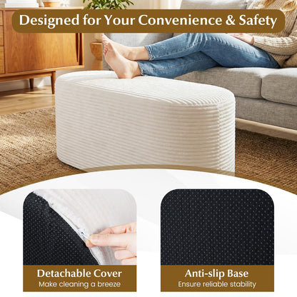 Upholstered Ottoman Bench 120CM Modern End of Bed Stool with Corduroy Fabric