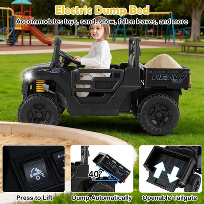 12V Ride on Dump Truck with Electric Dump Bed with Music and Remote Control