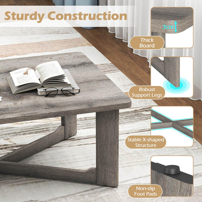 Coffee Table Rectangle Center Table with X-Shaped Base