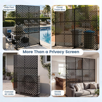 183 CM Freestanding Metal Outdoor Privacy Screen for Patio Garden