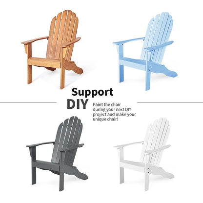 Acacia Wood Adirondack Lounger Chair with Slatted Seating, Ergonomic Design