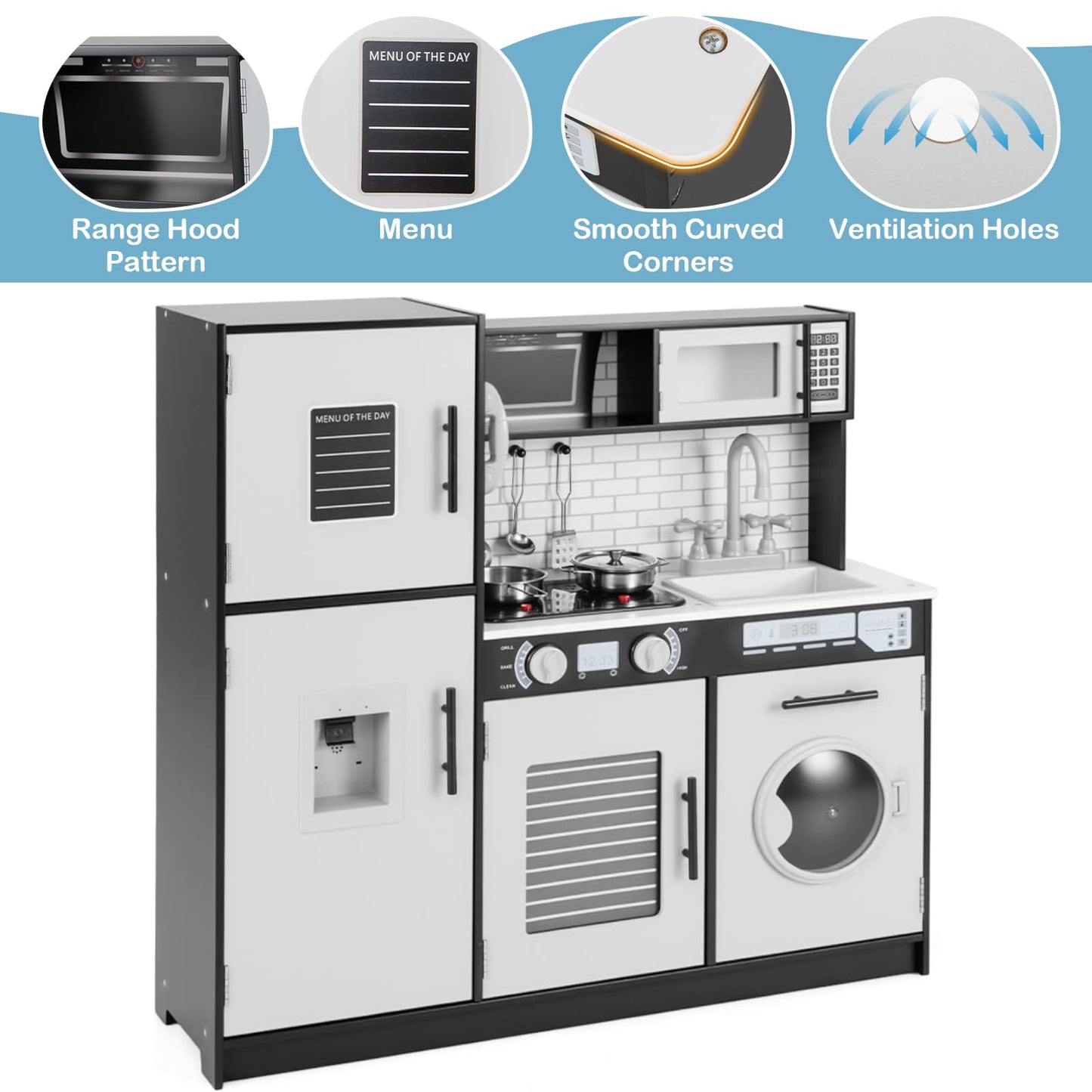 Play Kitchen Toy Set with Oven and Washing Machine for Aged 3+ Years Old