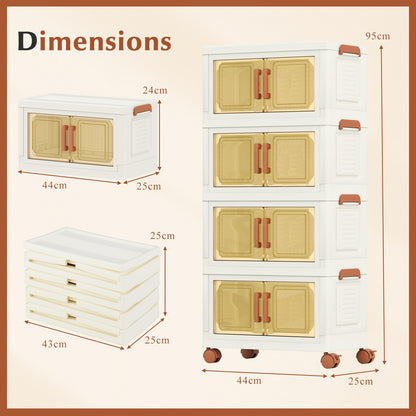 3 or 4 Tier Stackable Storage Bins with Lid & Lockable Wheels
