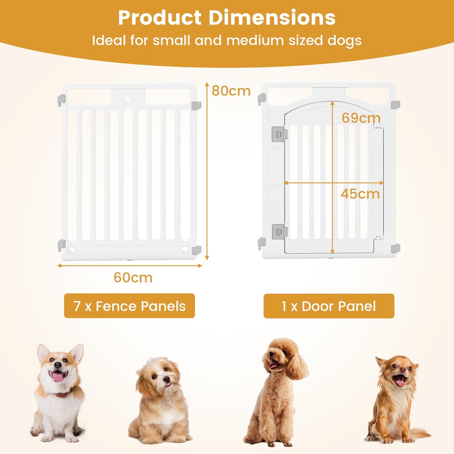8-Panel 80CM Tall Plastic Dog Panel