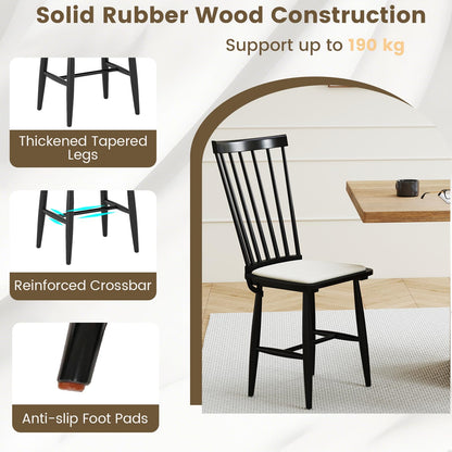 Windsor Dining Chair Set of 2 with Spindle Back for Kitchen and Restaurant