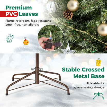 5FT Pre-Lit Artificial Christmas Tree, Hinged Holiday Xmas Tree