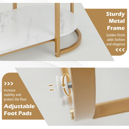 Marble Coffee Table with Open Storage Shelf