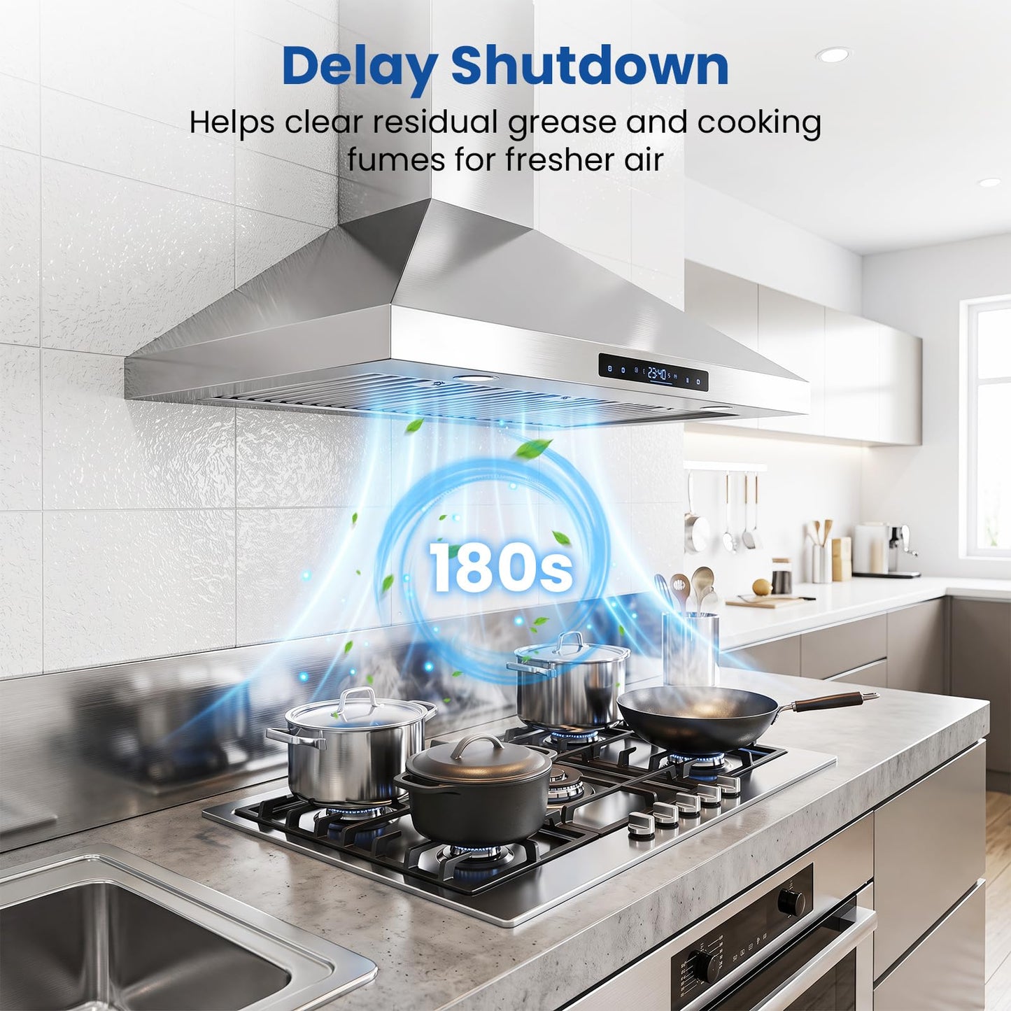 90cm Chimney Cooker Hood, 744 km/h, 8 Speed Fan, Gesture Control