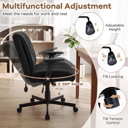 Criss Cross Home Office Chair with Airbag Lumbar Support and Wide Seat Adjustable Height