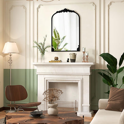 Dramatic Arched Wall Mirror with Baroque Ornate Frame