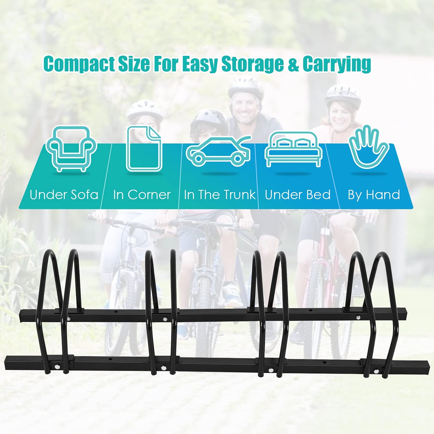 4 Bike Rack, Steel Bicycle Floor Parking Stand