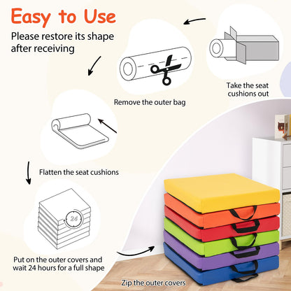 6 PCS Square Kids Seat Cushions with Handle