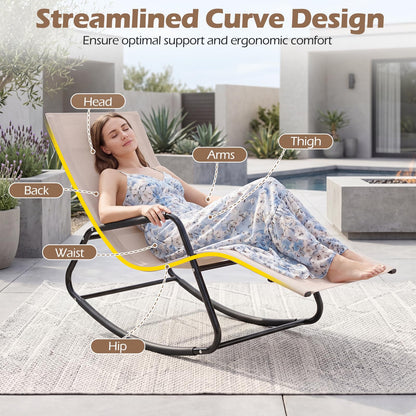 Rocking Sun Lounger, Zero Gravity Recliner Garden Rocking Chair with Armrests