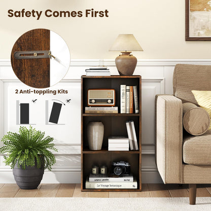 3-Tier Bookcase (42 x 29.5 x 80 cm,White) | Wooden Compact Storage Bookshelf