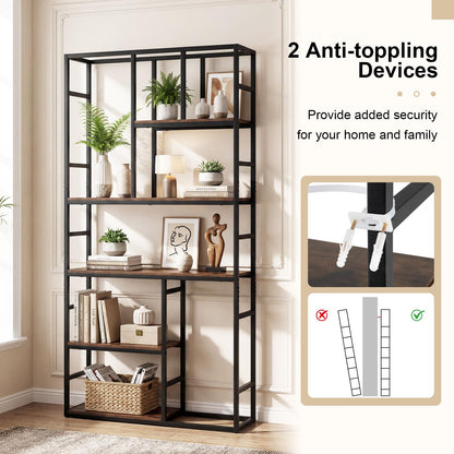 Bookshelf, Industrial Etagere Bookcase with Open Storage Shelves