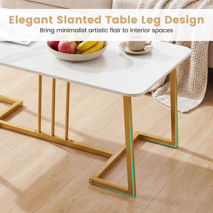Coffee Table for Living Room, 90cm Marble Effect Center Table