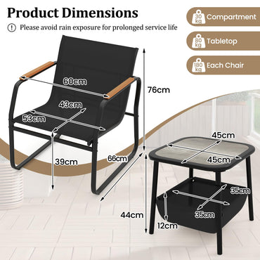 Giantex 3-Piece Patio Bistro Set, Garden Furniture Set with Coffee Table and Chairs