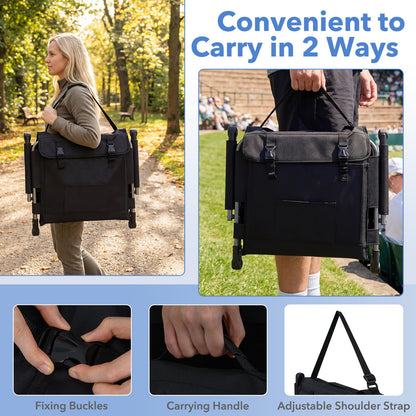 Foldable Stadium Seat, Padded Camping Chair with Back Support