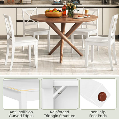 Dining Chairs Set of 2, Wooden Kitchen Chairs with Curved Cross Back Backrest