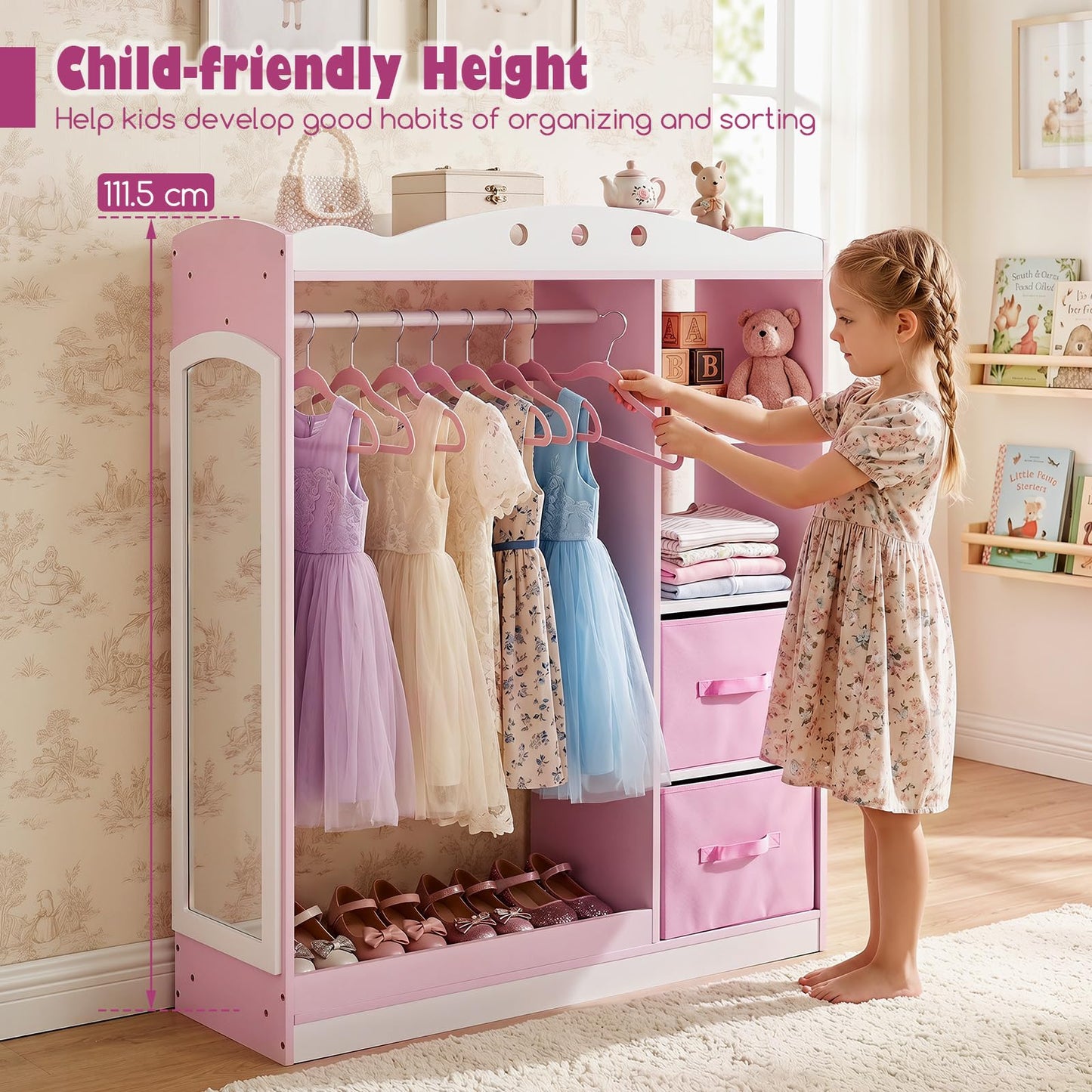 Kids Dress Up Storage, Wooden Open Children Wardrobe