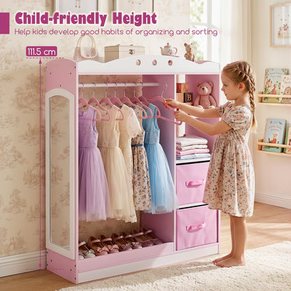 Kids Dress Up Storage, Wooden Open Children Wardrobe