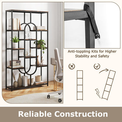 10-Tier Bookshelf, Industrial Etagere Bookcase with Open Storage Shelves