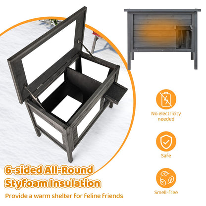 Outdoor Insulated Cat House with All-Round Insulated Styfoam