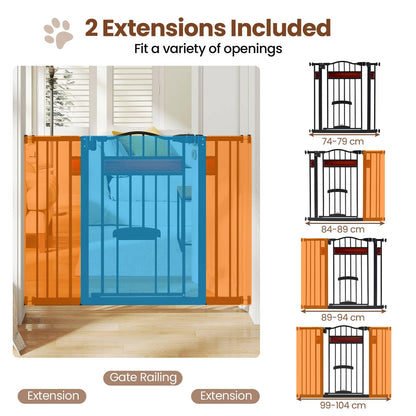 Extra Wide Walk Through Pet Gate with Small Door and 2 Extensions