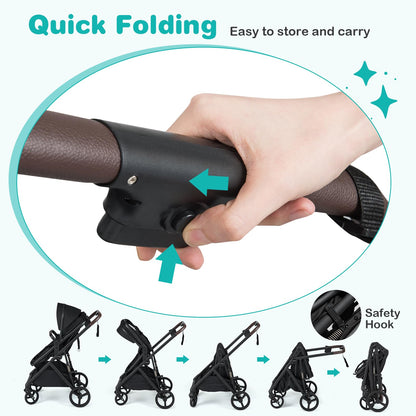 2 in 1 Baby Stroller Convertible High Landscape with Bassinet Mode Reversible Seat