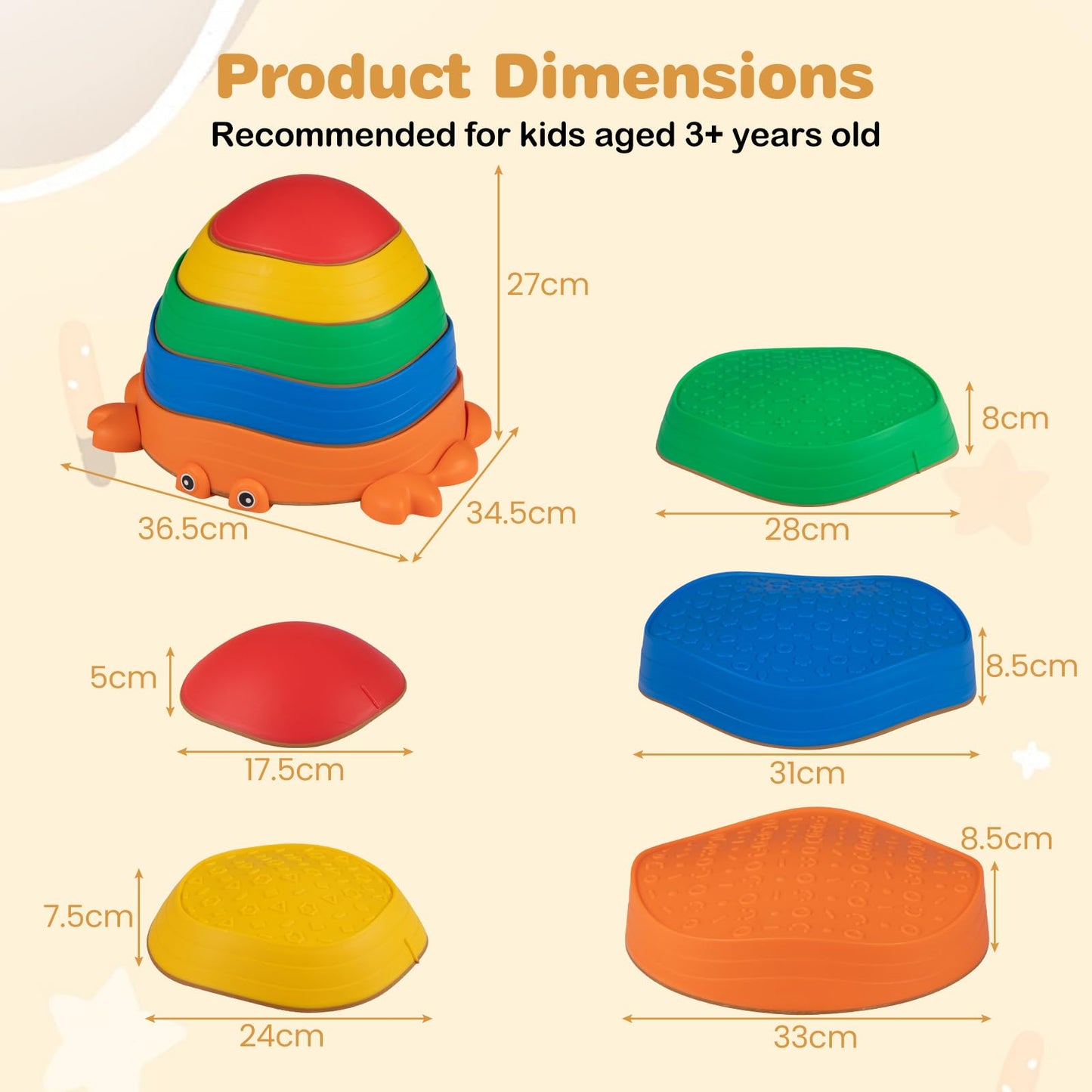 Kids Stepping Stones, Stackable Balance Blocks