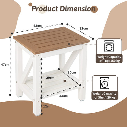 Shower Stool, HDPE Slatted Bathtub Shower Chair with Anti-Slip Foot Pads