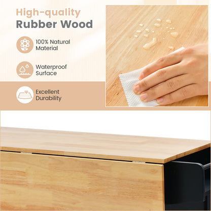 Drop-Leaf Kitchen Island on Wheels, Rolling Storage Trolley Cart