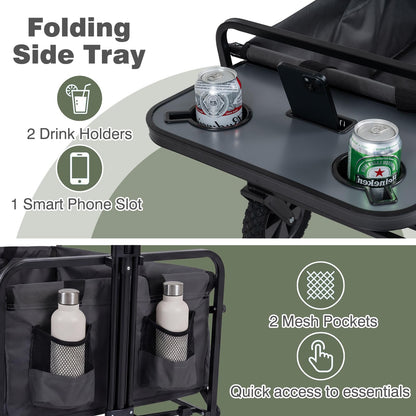 Collapsible Wagon Cart with Flexible Handle and Cup Holders