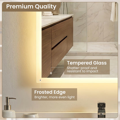 70 x 50 CM LED Bathroom Mirror with Anti-fog and Memory