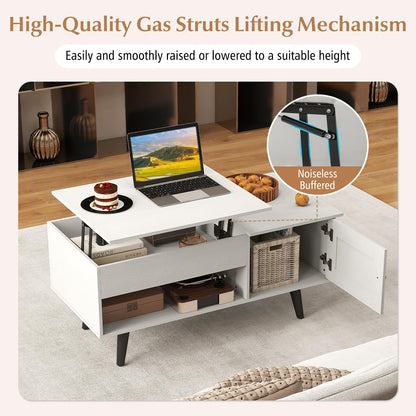Wooden Lift Up Top Coffee Table with Hidden Storage Compartment