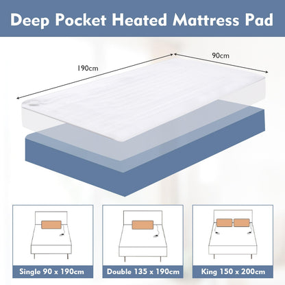 Heated Mattress Pad with 8 Temp Settings and Timing Function