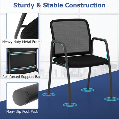 Office Guest Chairs with Ergonomic Mesh Backrest and Cushioned Seat