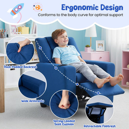 Kids Recliner with Cup Holder PU Leather Kids Reclining Chair